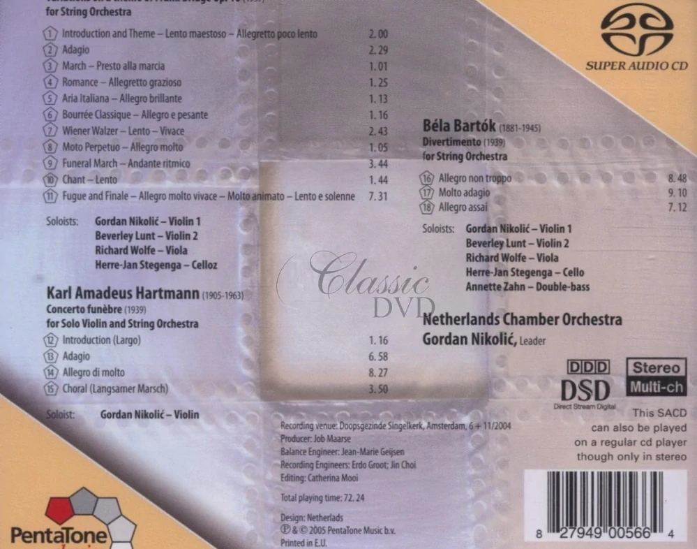 Benjamin Britten, Béla Bartók & Karl Amadeus Hartmann Frank Bridge Variations • Divertimento • Concerto funèbre (SACD)