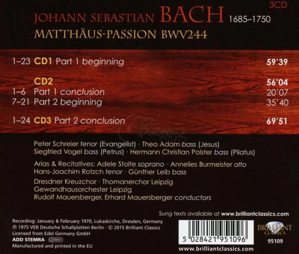 J.S. BACH Matthaus Passion (3CD)
