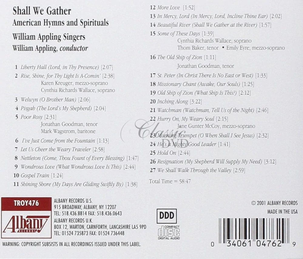 AMERICAN HYMNS & SPIRITUALS: Shall we gather (CD)