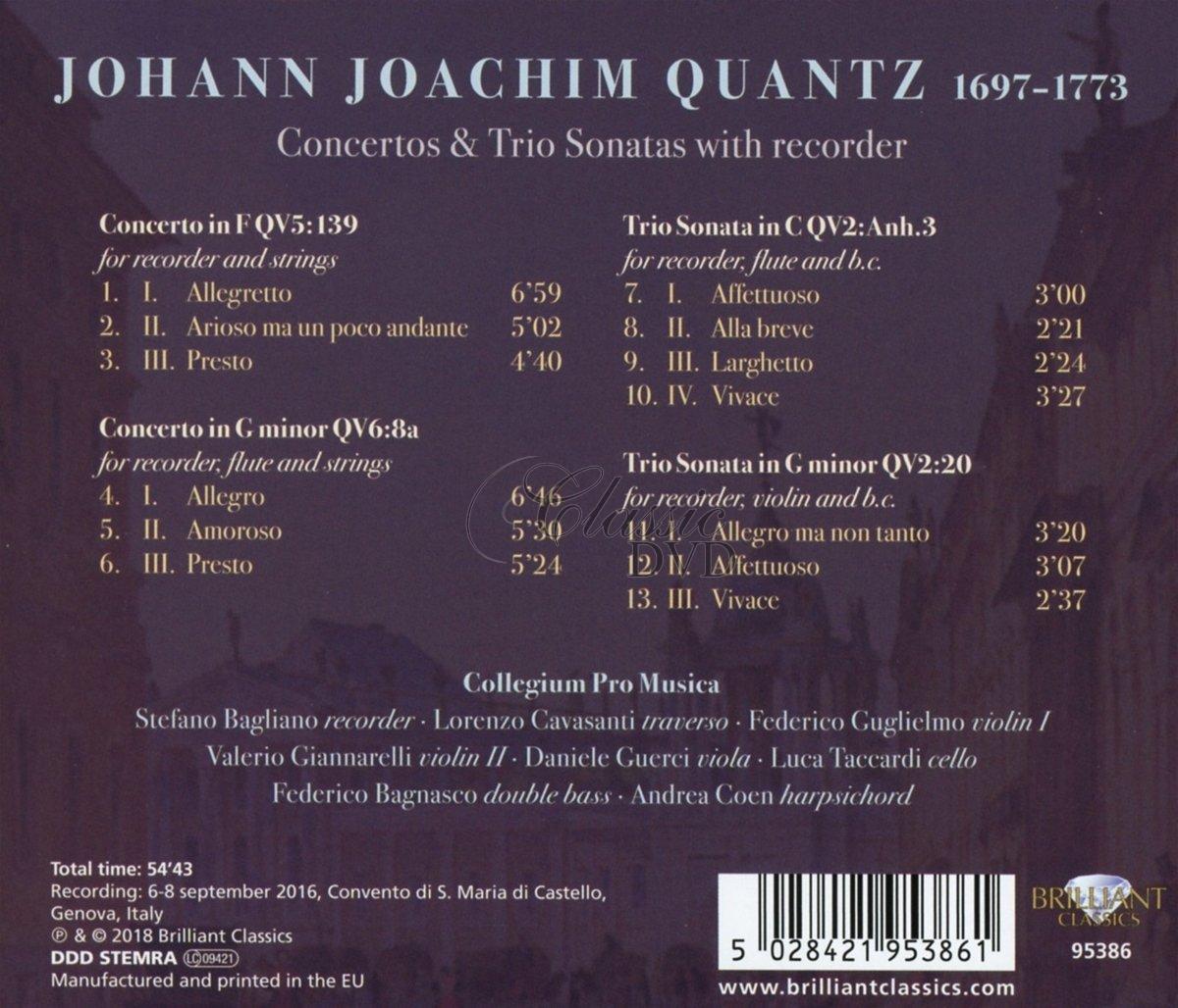 JOHANN JOACHIM QUANTZ Concertos & Sonatas for Recorder / Collegium Pro Musica (CD)