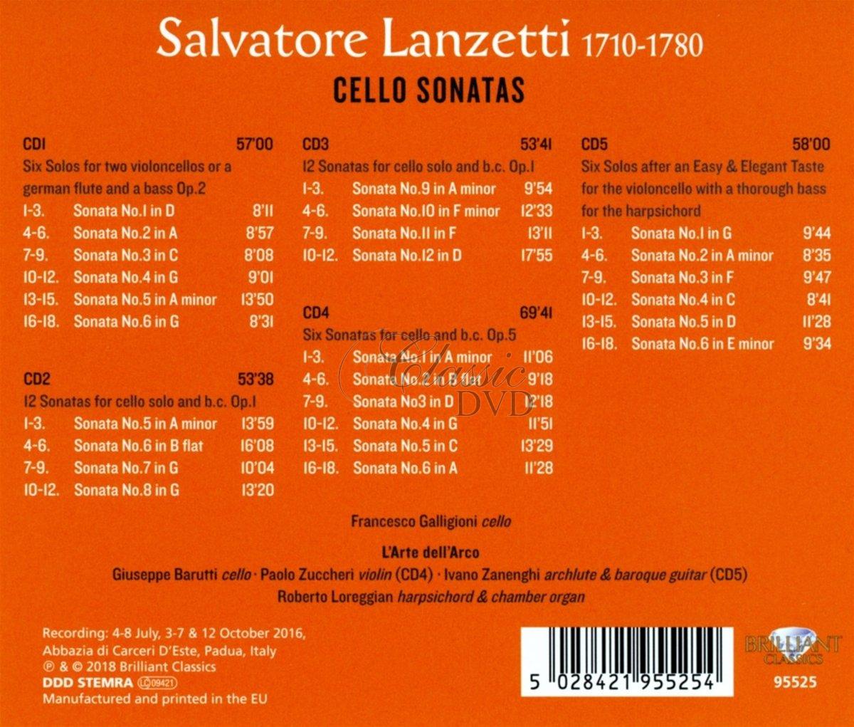 LANZETTI: Printed Sonatas (5CD)