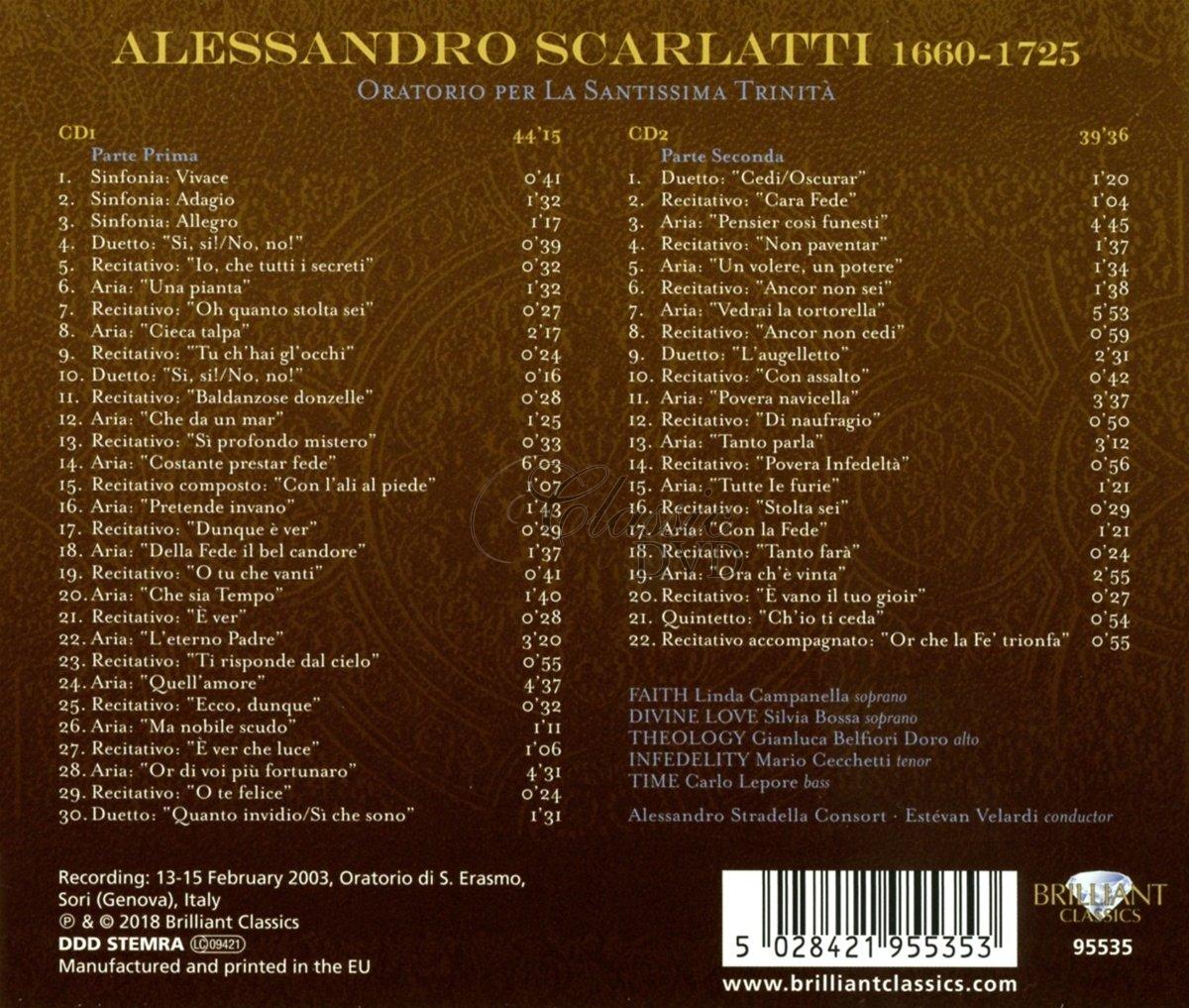 ALESSANDRO SCARLATTI La Santissima Trinita, Oratorio a tre voci, archi e b.c. (2CD)