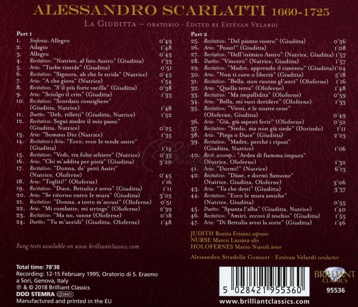 ALESSANDRO SCARLATTI La Guiditta, oratorio e tre voci, archi e b.c. (CD)