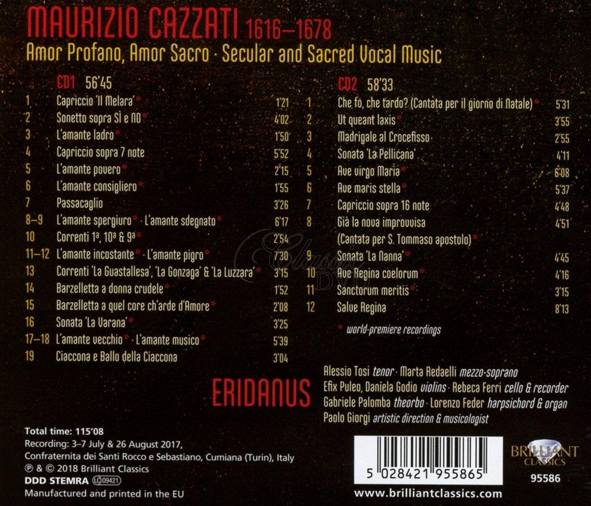 MAURIZIO CAZZATI Amor Profano, Amor Sacro, Secular and Sacred Vocal Music (2CD)