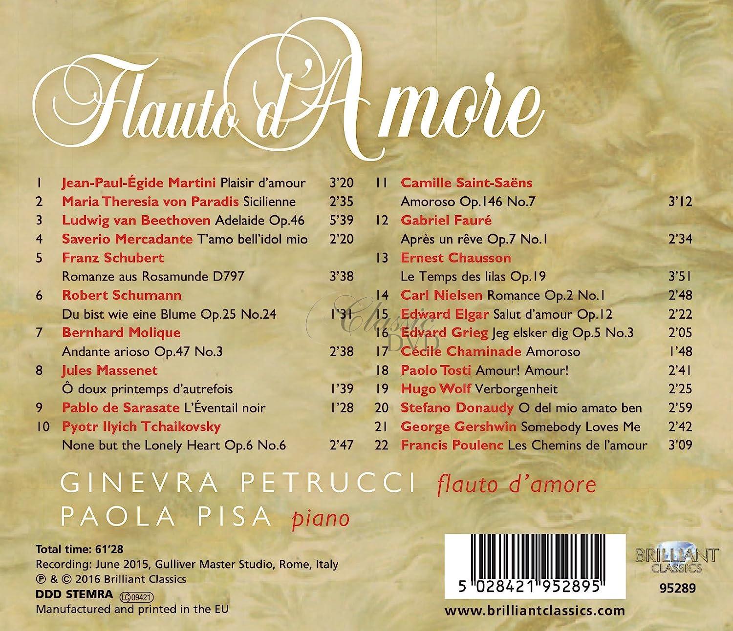 FLAUTO D'AMORE: Music for flauto d'amore and piano (CD)