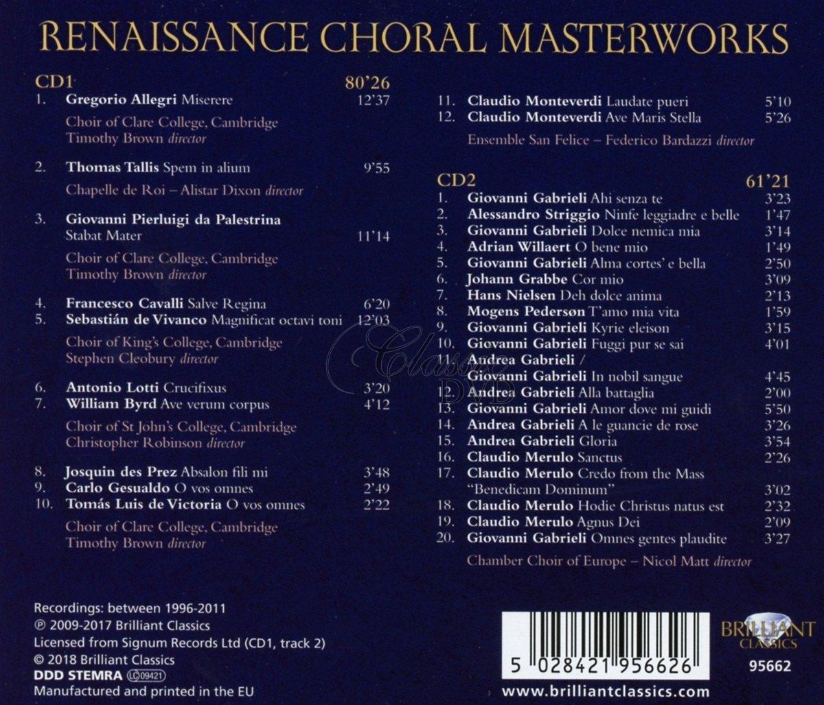 RENAISSANCE CHORAL MASTERWORKS (2CD)