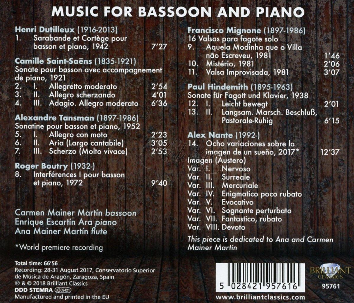MUSIC FOR BASSOON AND PIANO (CD)
