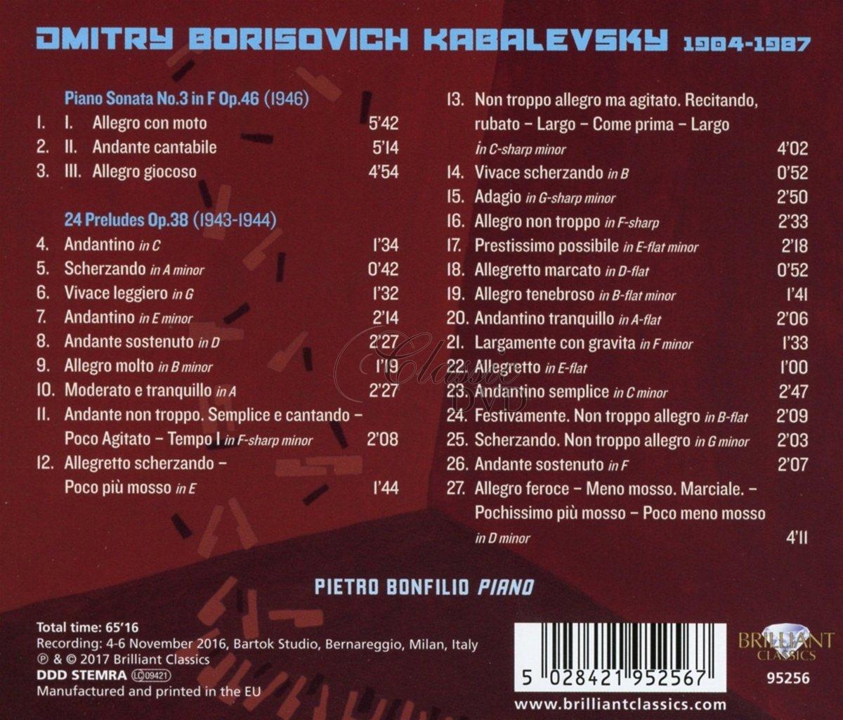 DMITRY KABALEVSKY Piano Sonata No.3, 24 Preludes. Pietro Bonfilio (CD)