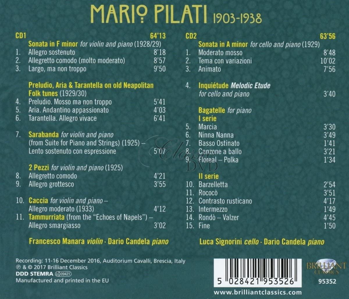 MARIO PILATI Chamber Music for Violin, Cello and Piano (2CD)