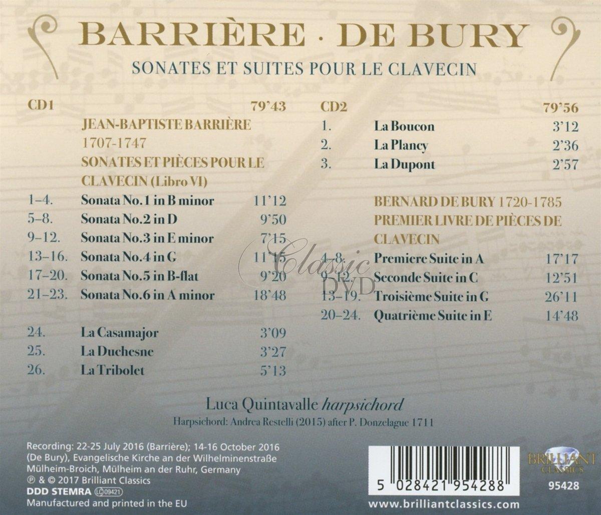 JEAN-BAPTISTE BARRIERE / BERNARD DE BURY Sonates et suites pour le clavecin; Luca Quintavalle (2CD)