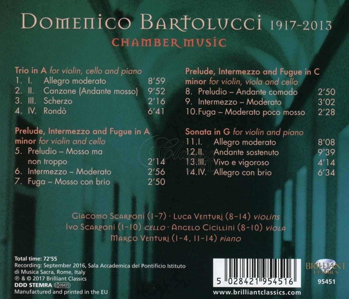 DOMENICO BARTOLUCCI Chamber Music; Trio Vannucci (CD)