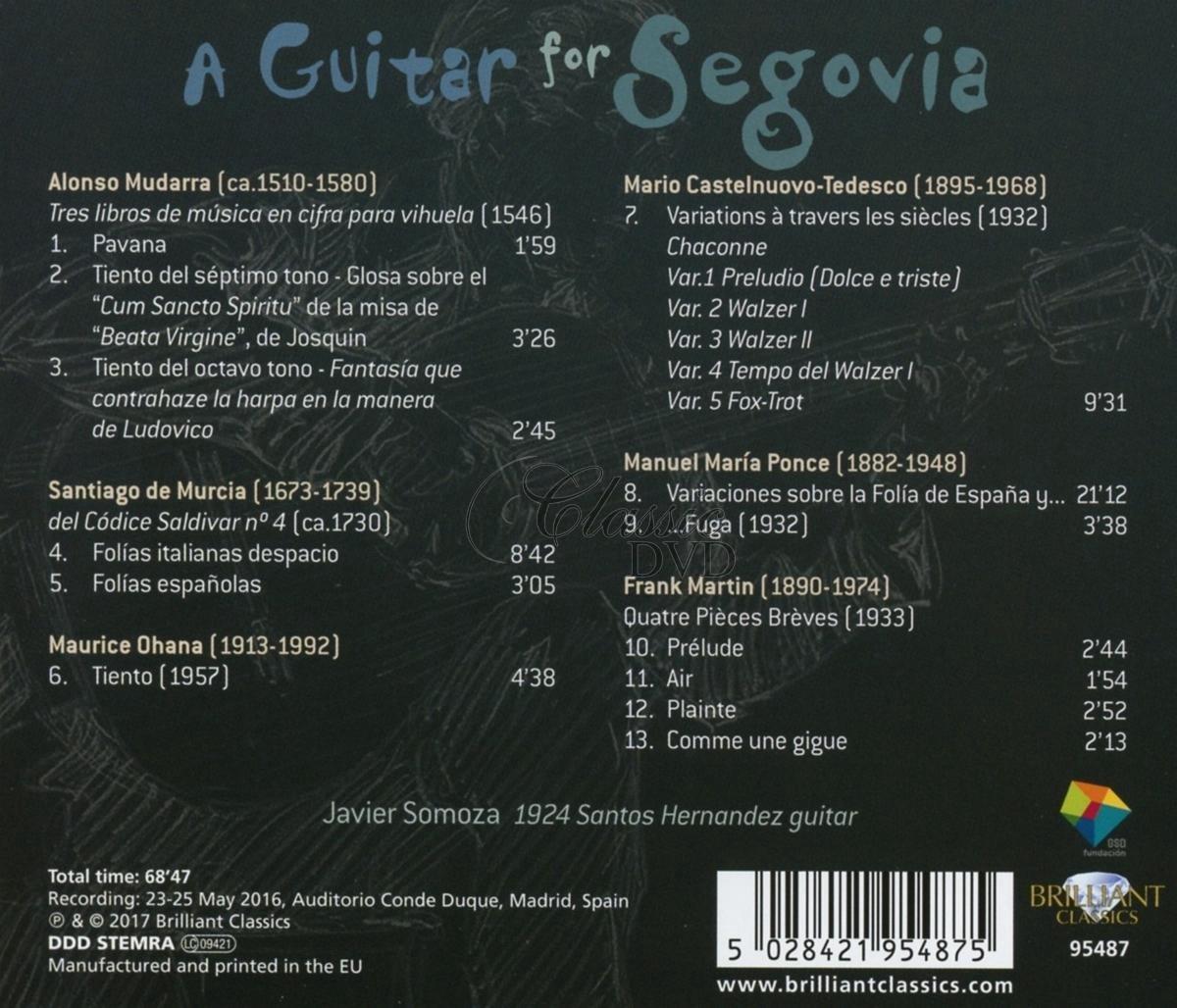 A GUITAR FOR SEGOVIA Guitar Music by Castelnuovo-Tedesco, De Murcia, Mudarra, Martin, Ohana and Ponce (CD)
