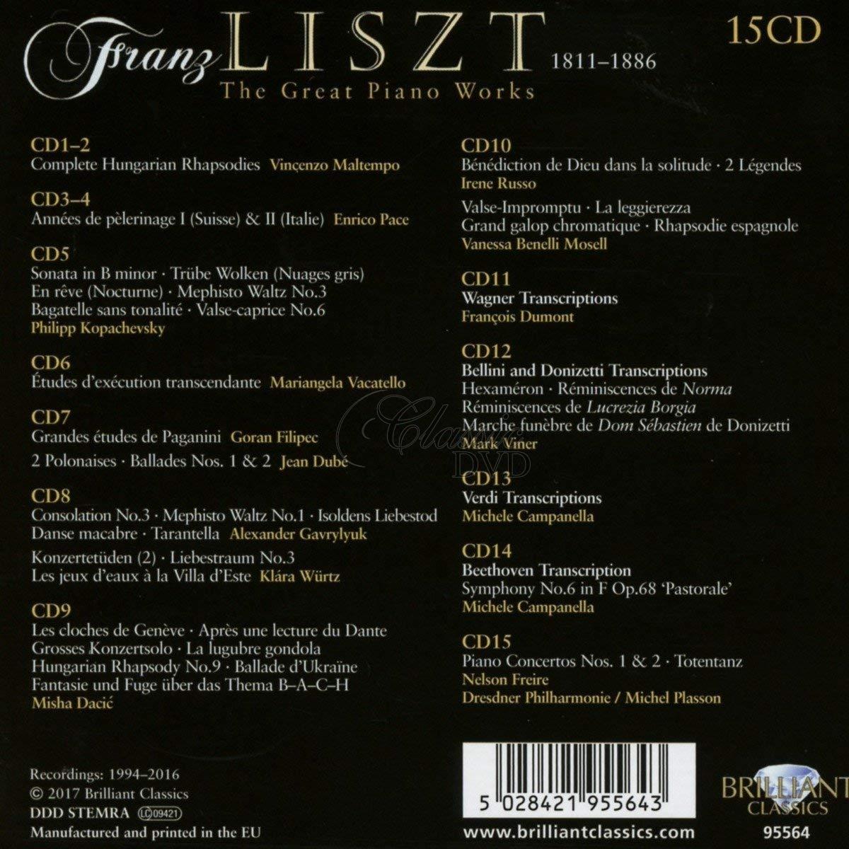 LISZT The Great Piano Works (15CD)