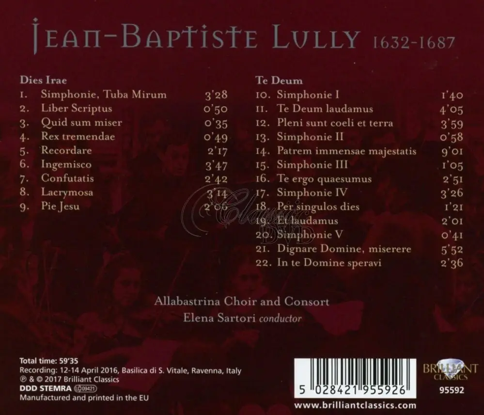 JEAN-BAPTISTE LULLY: Dies Irae, Te Deum (CD)