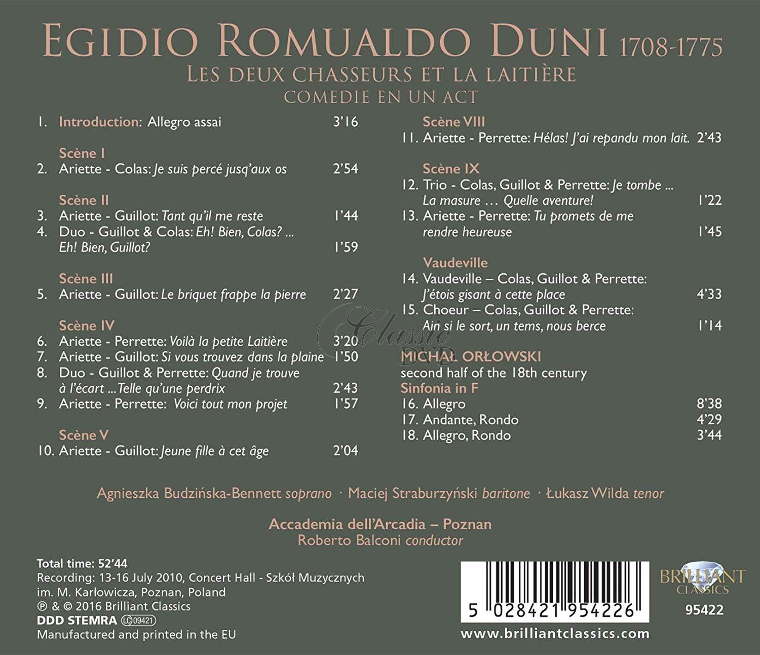 DUNI: Les Deux Chasseurs et la Laitière (CD)