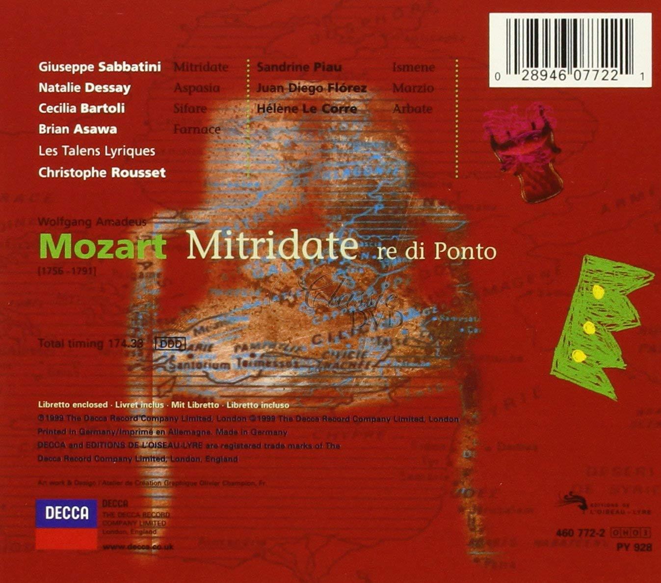 MOZART Mitridate, Re di Ponte. Natalie Dessay, Cecilia Bartoli, Brian Asawa, Giuseppe Sabbatini (3CD)