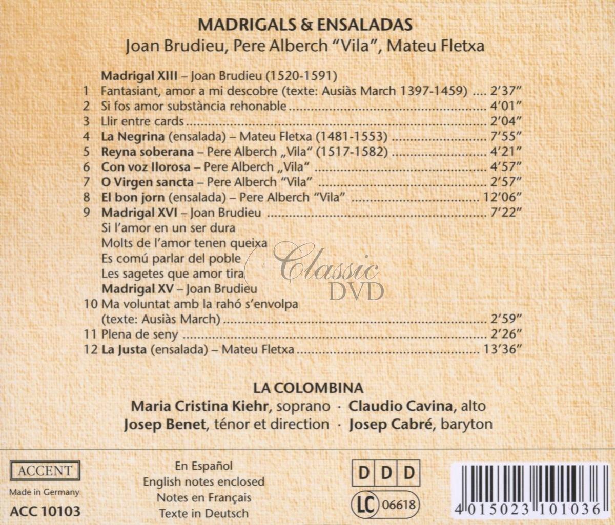 LA JUSTA: Madrigals and ensaladas - 16th century Catalonia (CD)