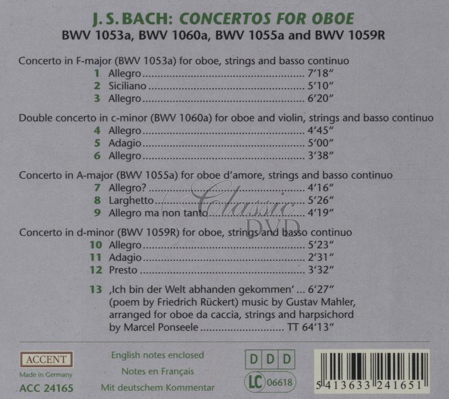 BACH,J.S.: Oboe Concertos (CD)