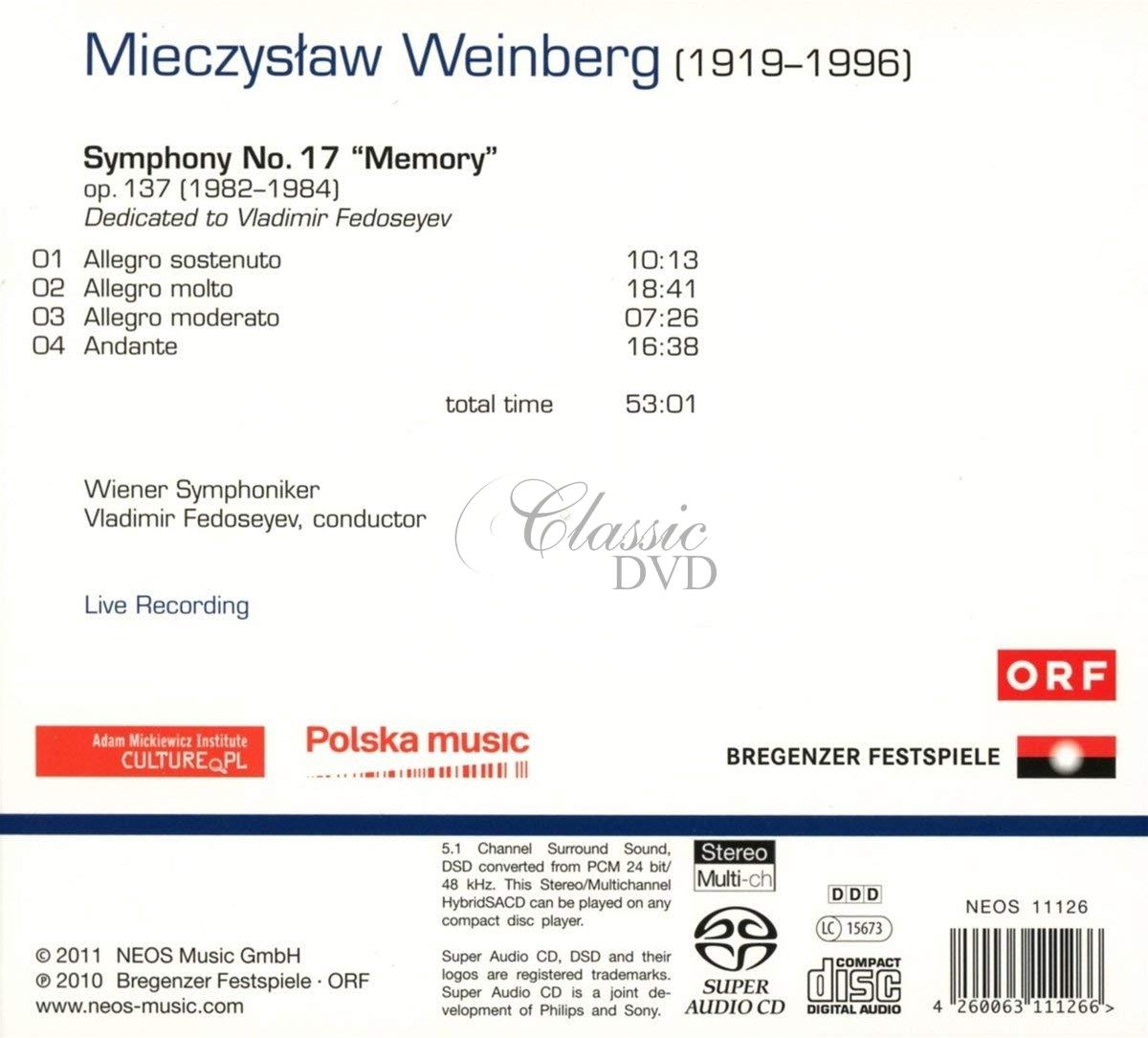 Mieczyslaw Weinberg - Symphony No. 17 “Memory” (SACD)