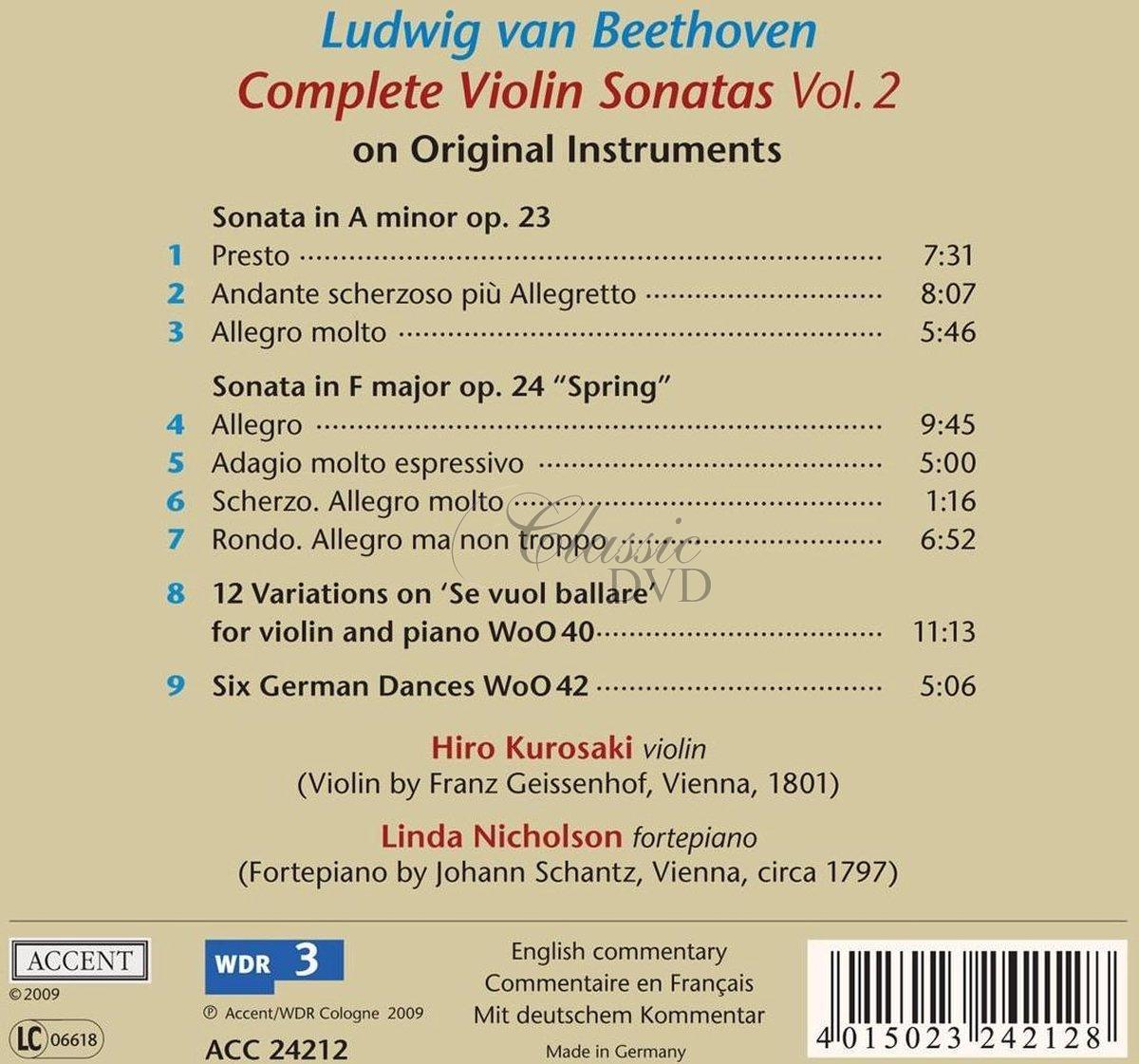 BEETHOVEN,L.V.: Complete Violin Sonatas Vol.2 - on original instruments (CD)