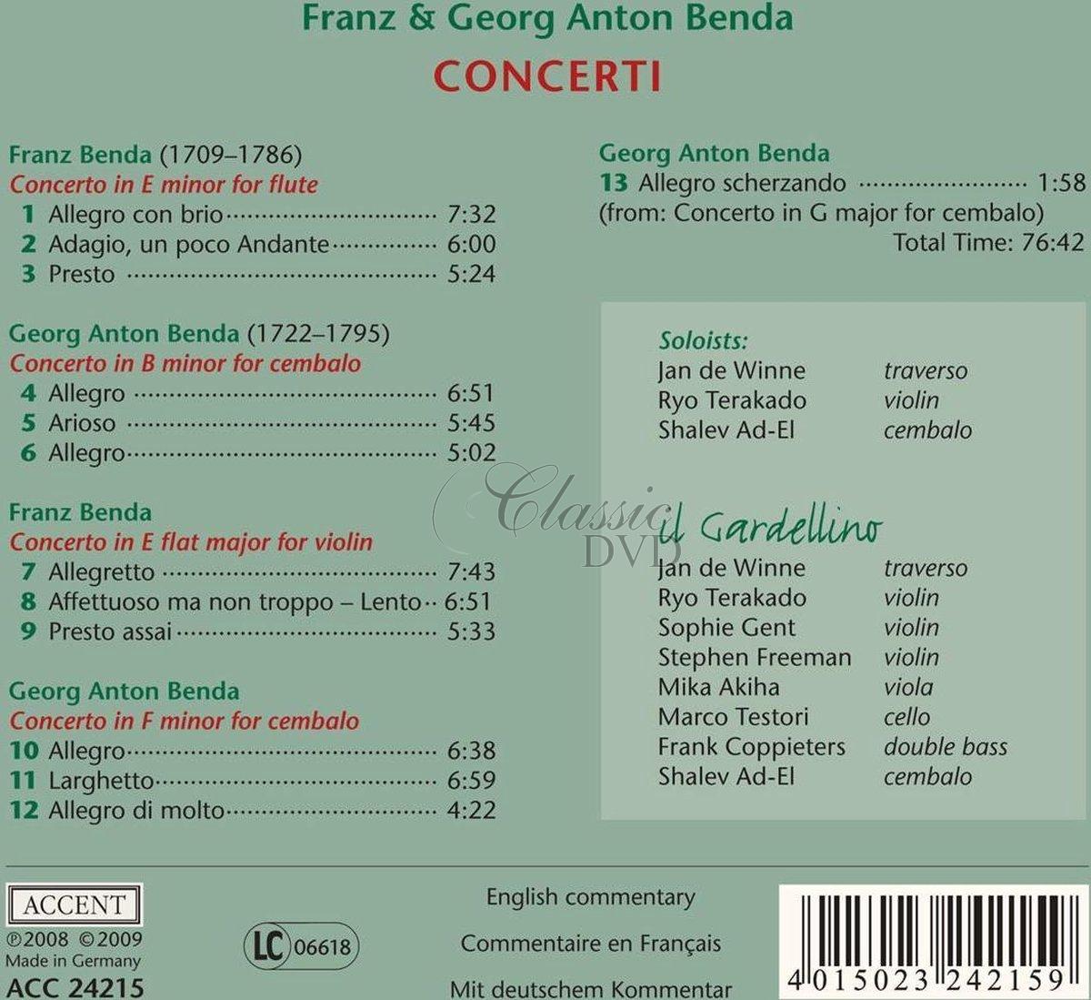 Benda Franz & Georg Anton: Concerti (CD)