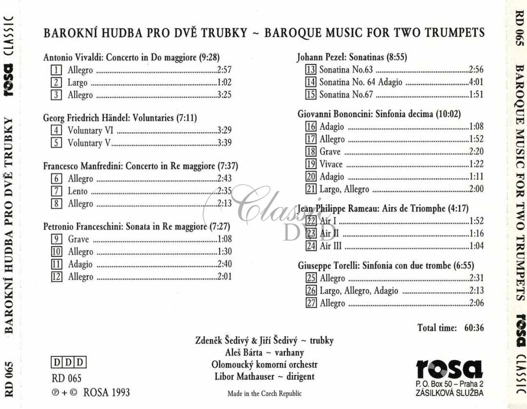 VIVALDI.HANDEL.MANFREDINI.FRANCESCHINI: Baroque Music For Two Trumpets.  (CD)