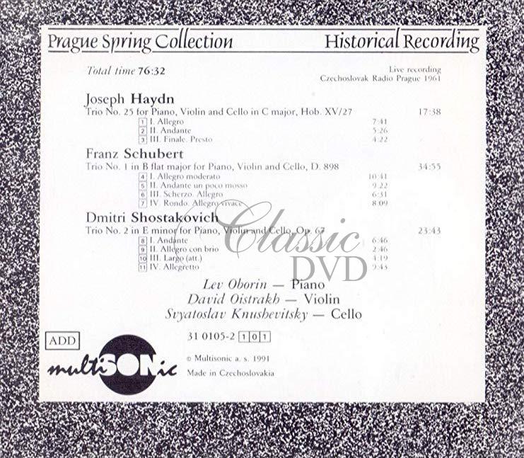 HAYDN.SCHUBERT.SHOSTAKOVICH: Piano Trios - Prague Spring Collection. Oborin.Oistrakh.Knushevitsky (CD)