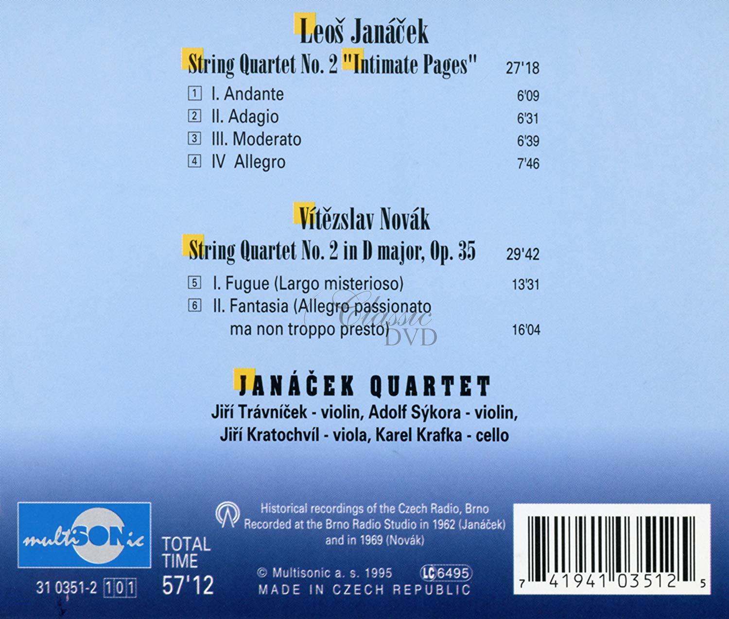 JANACEK.NOVAK: String Quartets. Janacek Quartet (CD)