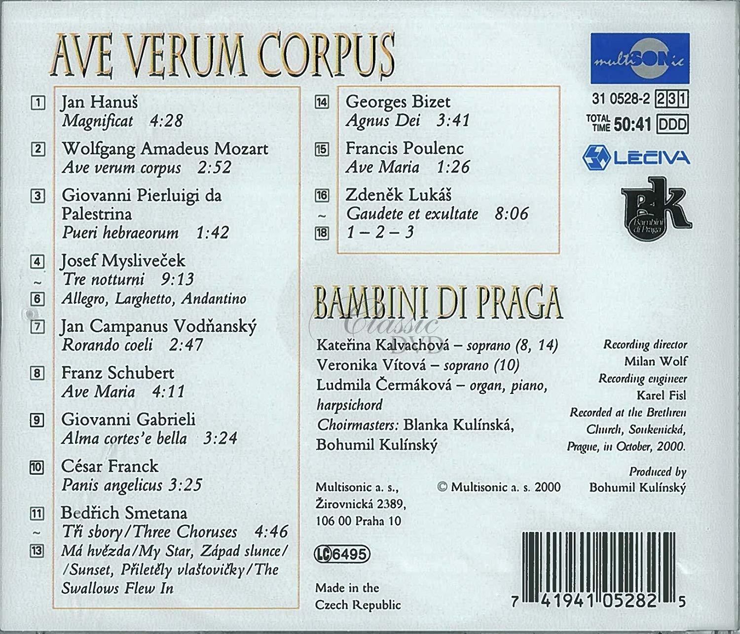 PALESTRINA.GABRIELI.VODNANSKY.MYSLIVECEK: Ave Verum Corpus. Bambini Di Praga (CD)
