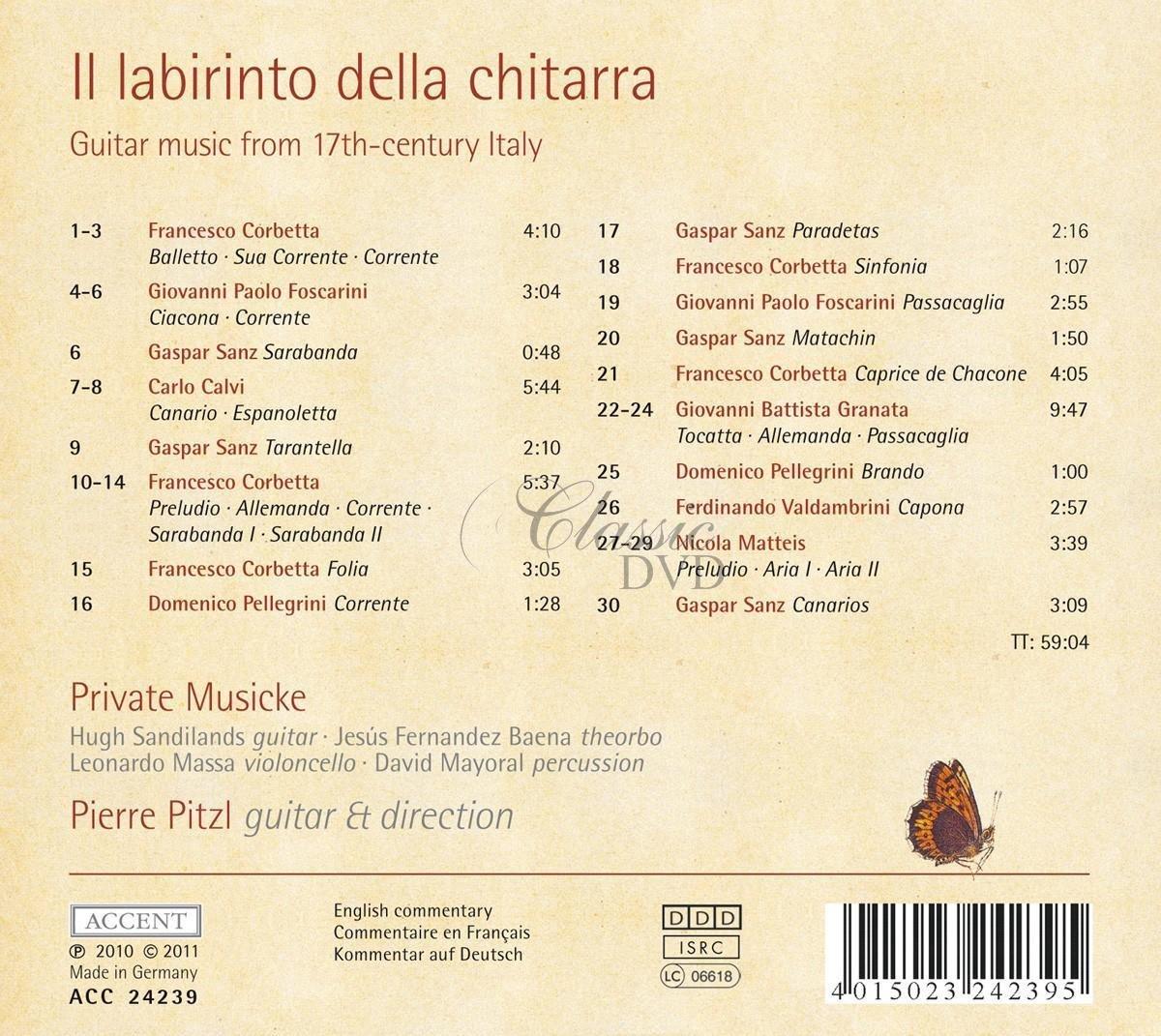 IL LABIRINTO DELLA CHITARRA: Guitar music from 17th-century Italy (CD)