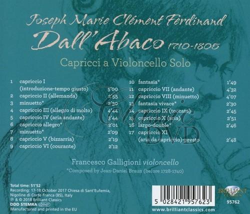 DALL'ABACO (JOSEPH-MARIE-CLEMENT): Capricci a violoncello solo; Francesco Galligioni (CD)