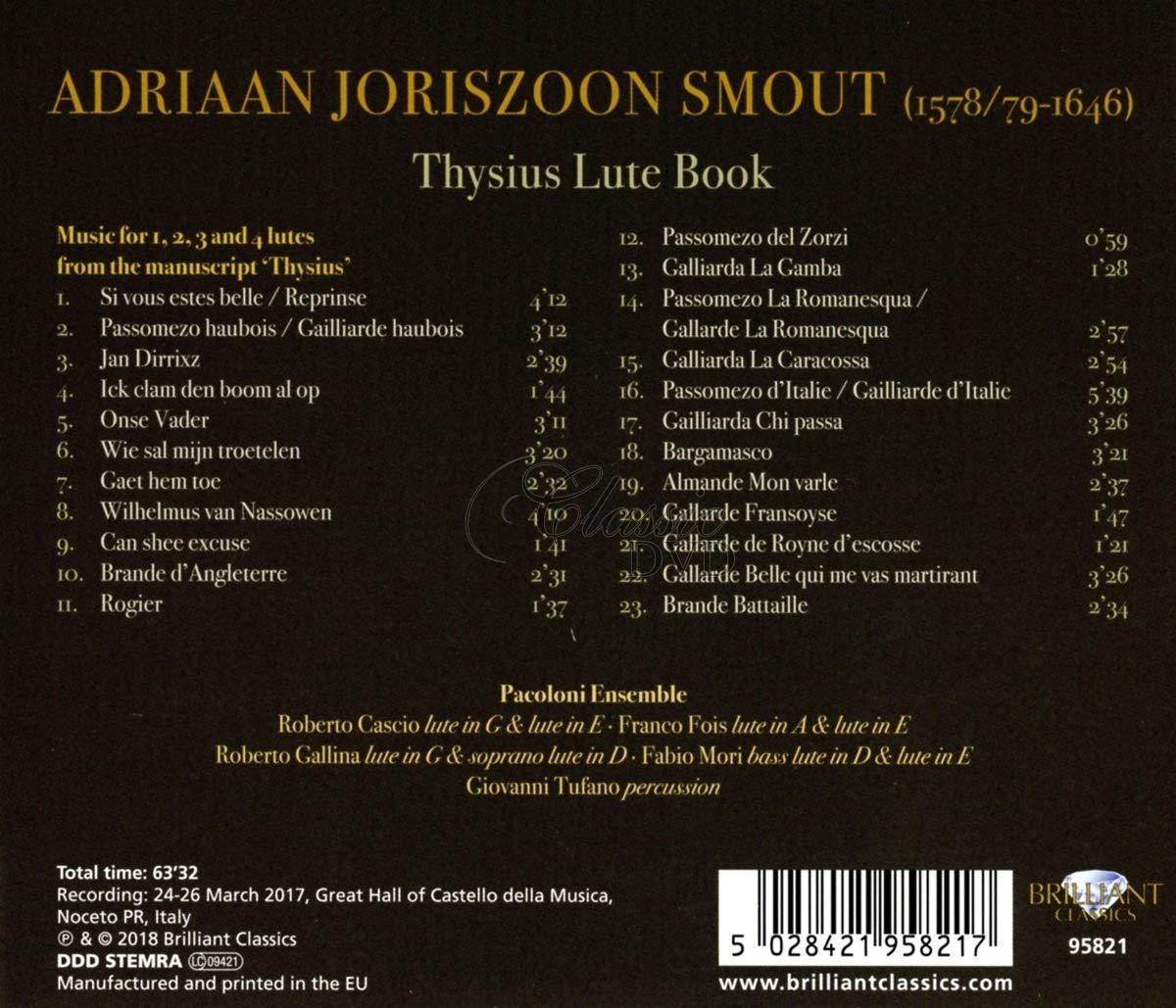 ADRIAAN SMOUT: Thysius Lute Book (CD)
