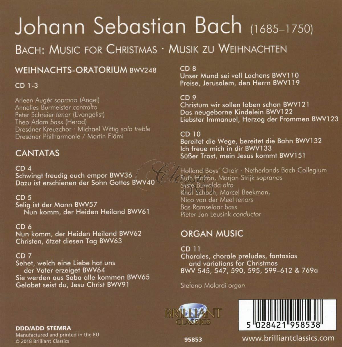 BACH: Music for Christmas, Musik zu Weihnachten. Weihnachts-Oratorium, Cantatas, Organ Music (11CD)
