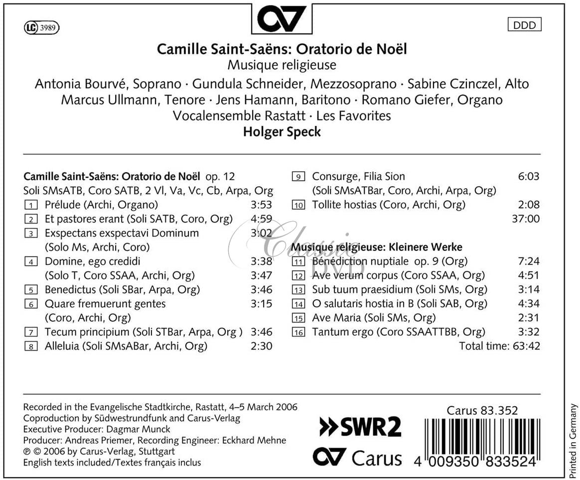 Saint-Saëns - Oratorio de Noël Op. 12 / Kleine geistliche Werke (CD)