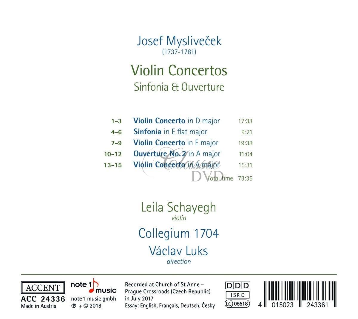 Josef Mysliveček - Houslové koncerty / Violinkonzerte, Sinfonie in Es-moll, Ouvertüre Nr. 2 (CD)