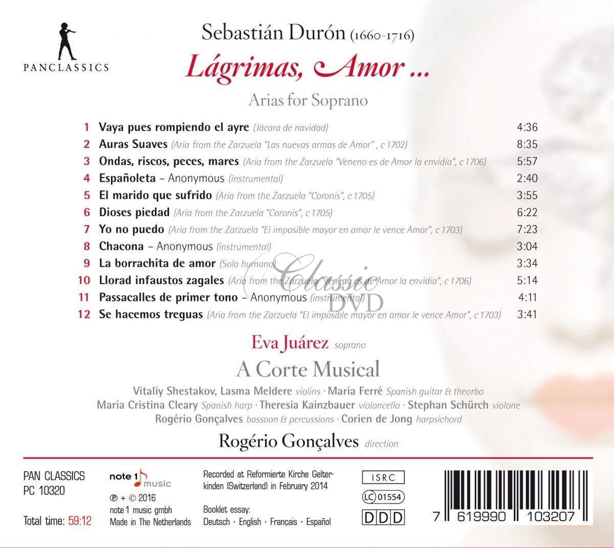  Sebastián Duron: Lágrimas, Amor… Arias for Soprano (CD)