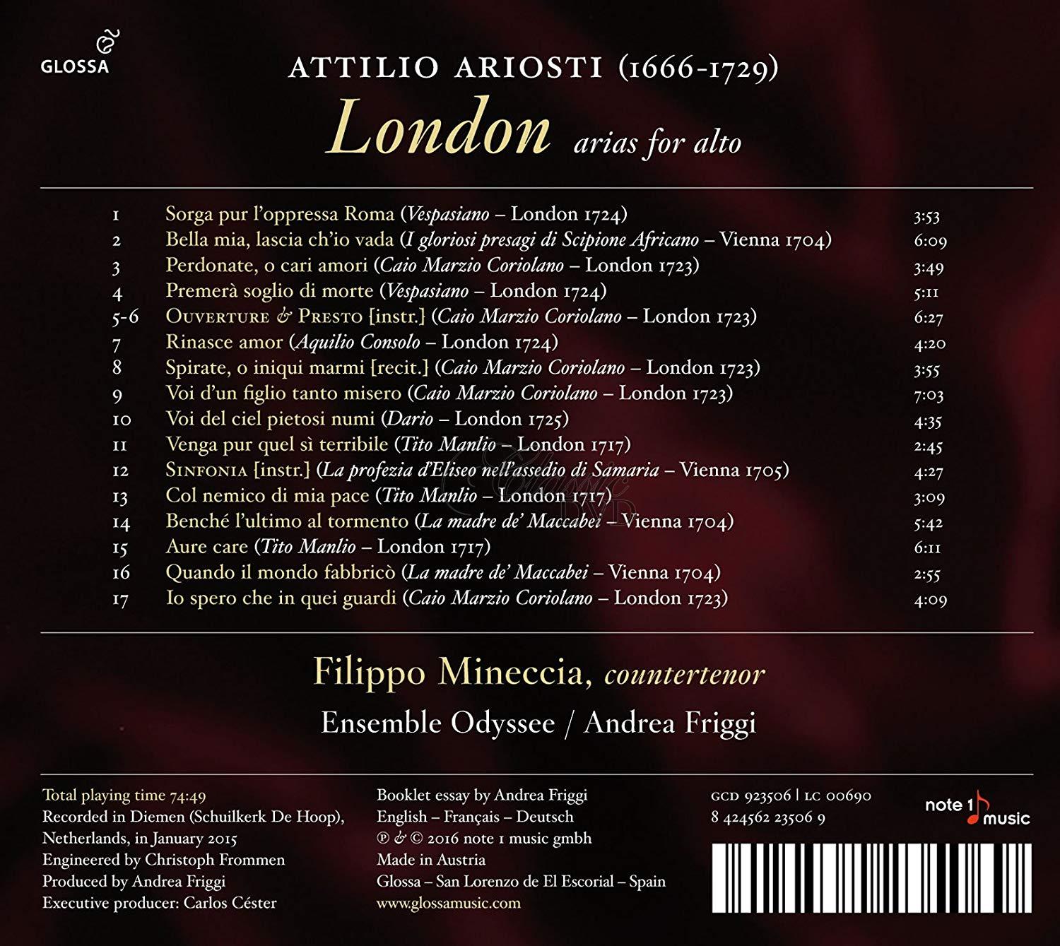 ATTILIO ARIOSTI London - Arias for alto (CD)
