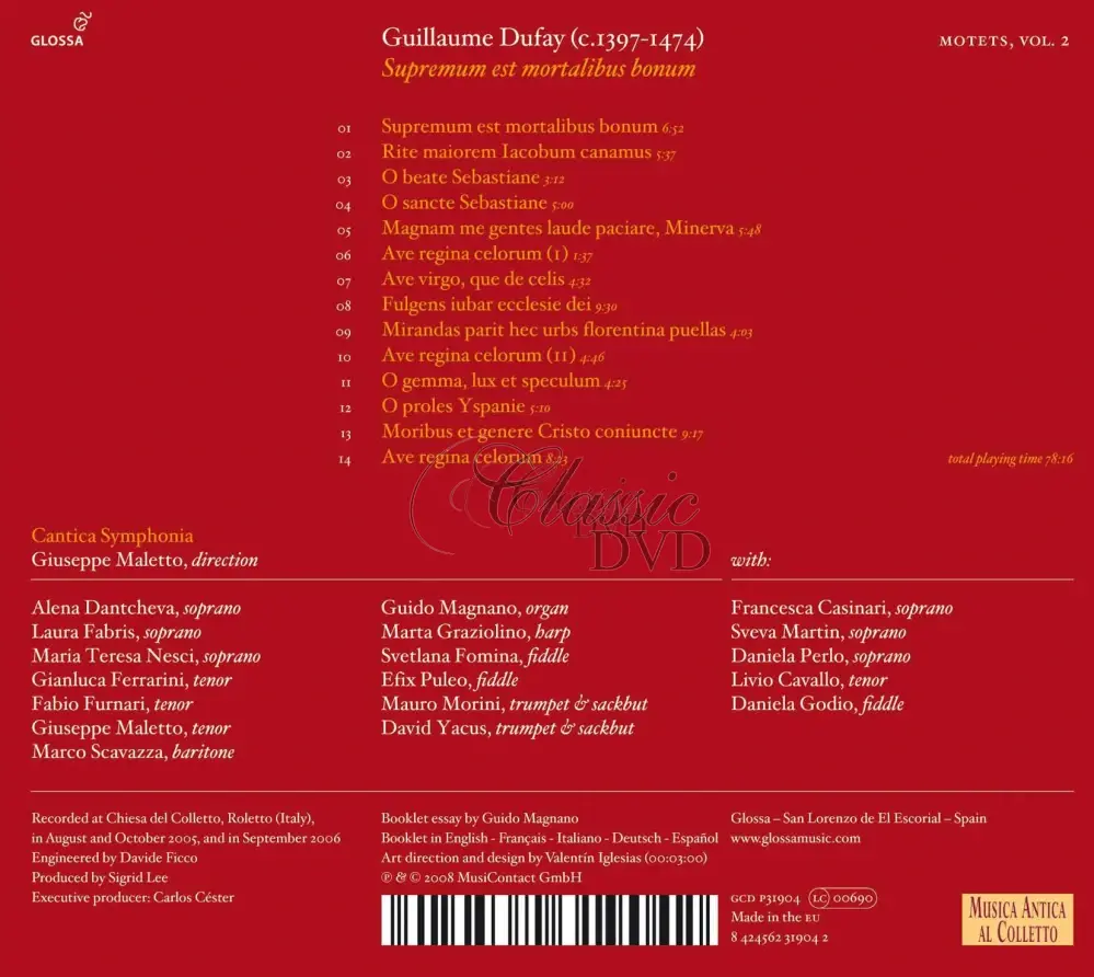 Guillaume Dufay - Supremum est mortalibus bonum - Motets (CD)