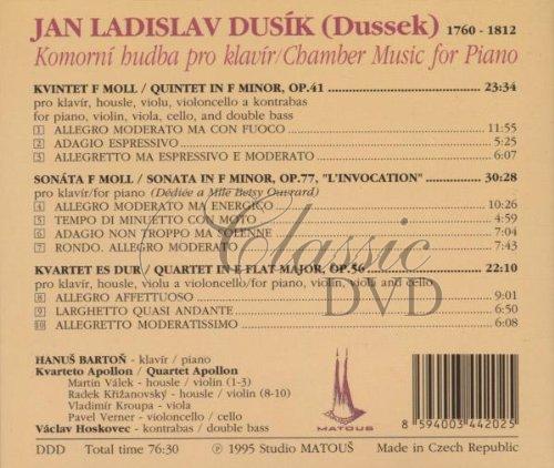 JAN LADISLAV DUSIK: Chamber Music For Piano - Hanus Barton - Quartet Apollon (CD)