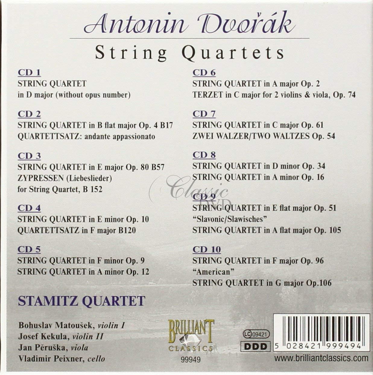 DVOŘÁK,A.: Complete String Quartets. Stamitz Quartet (10CD)