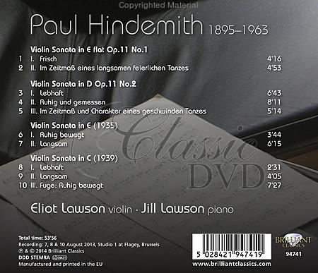 Hindemith: Violin Sonatas. Eliot Lawson (CD)
