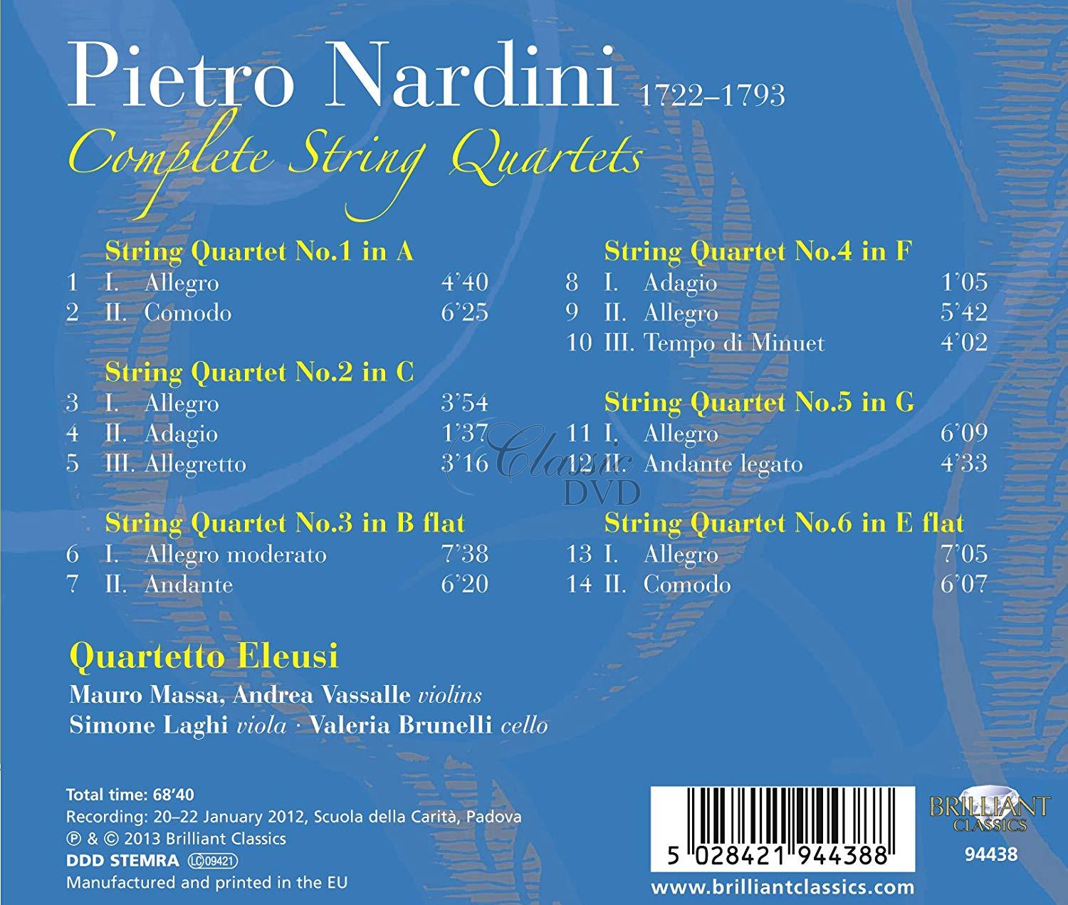 Nardini: Complete String Quartets (CD)