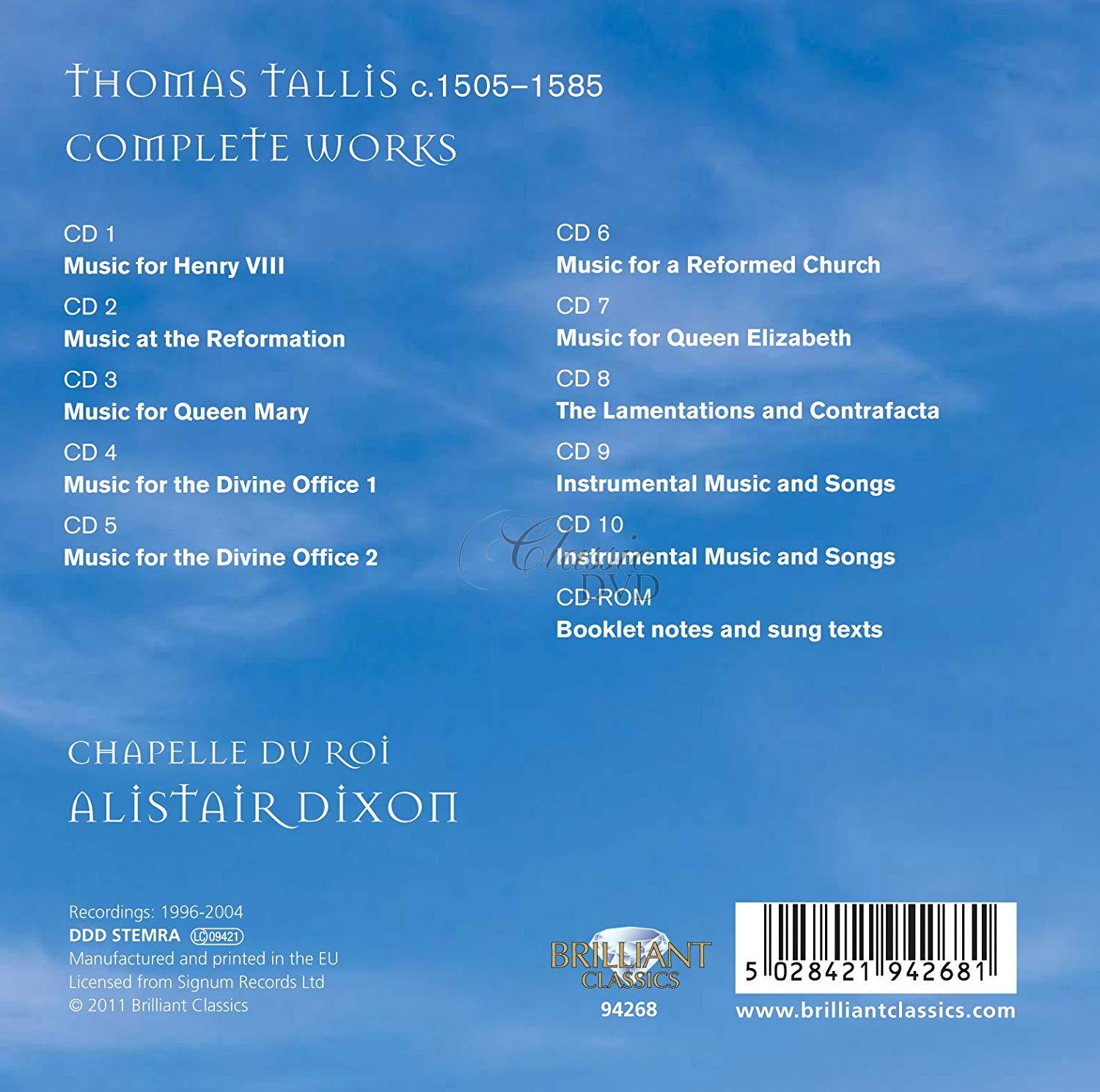 TALLIS Complete works - Kompletní dílo (10CD) | ClassicDVD.cz - CD 