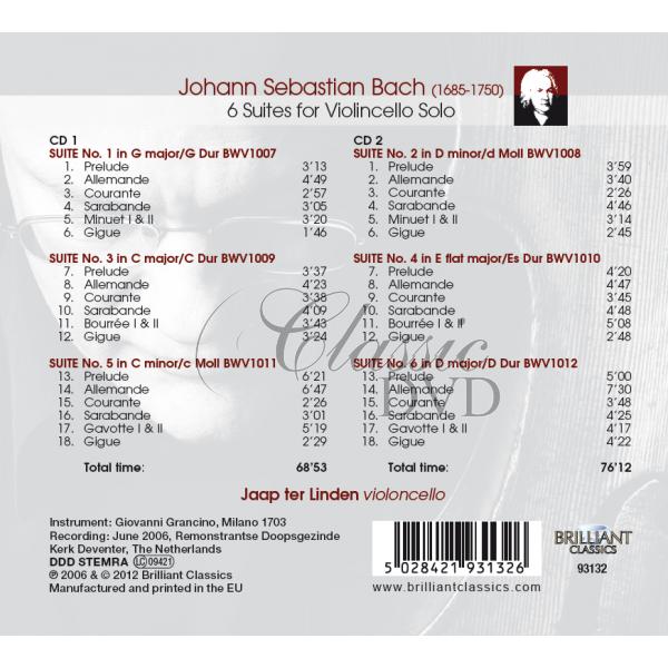 J.S. Bach: Cello Suites Nos. 1-6, BWV1007-1012 (2CD)