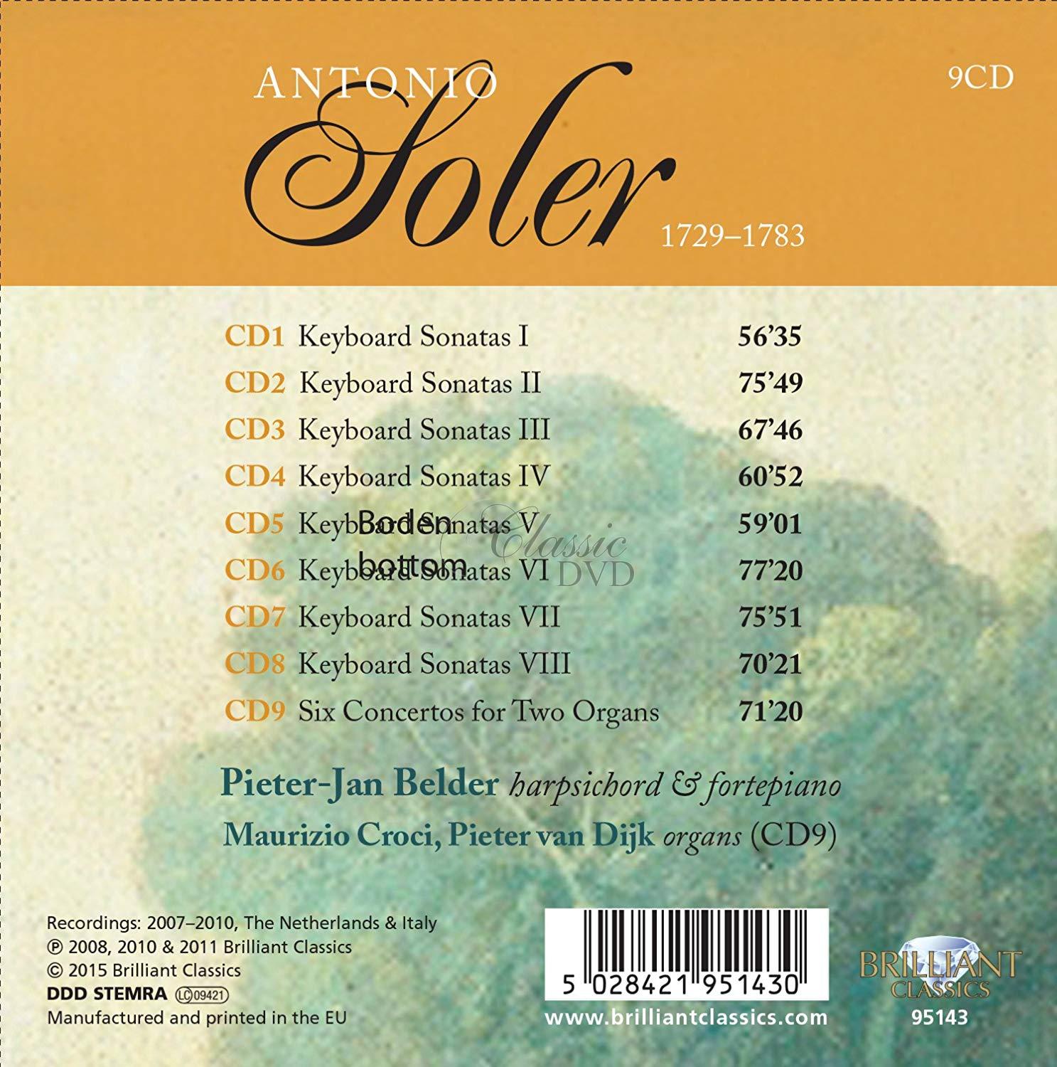 ANTONIO SOLER Keyboard Sonatas & Six Concertos for two Organs (9CD)