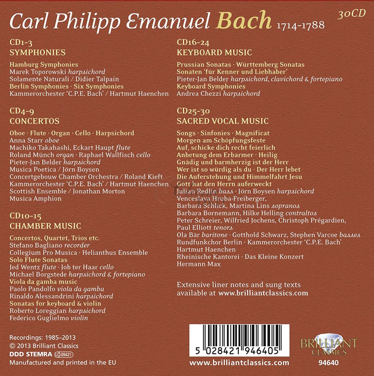 C.P.E. BACH EDITION - SBĚRATELSKÁ DÁRKOVÁ EDICE (30CD)