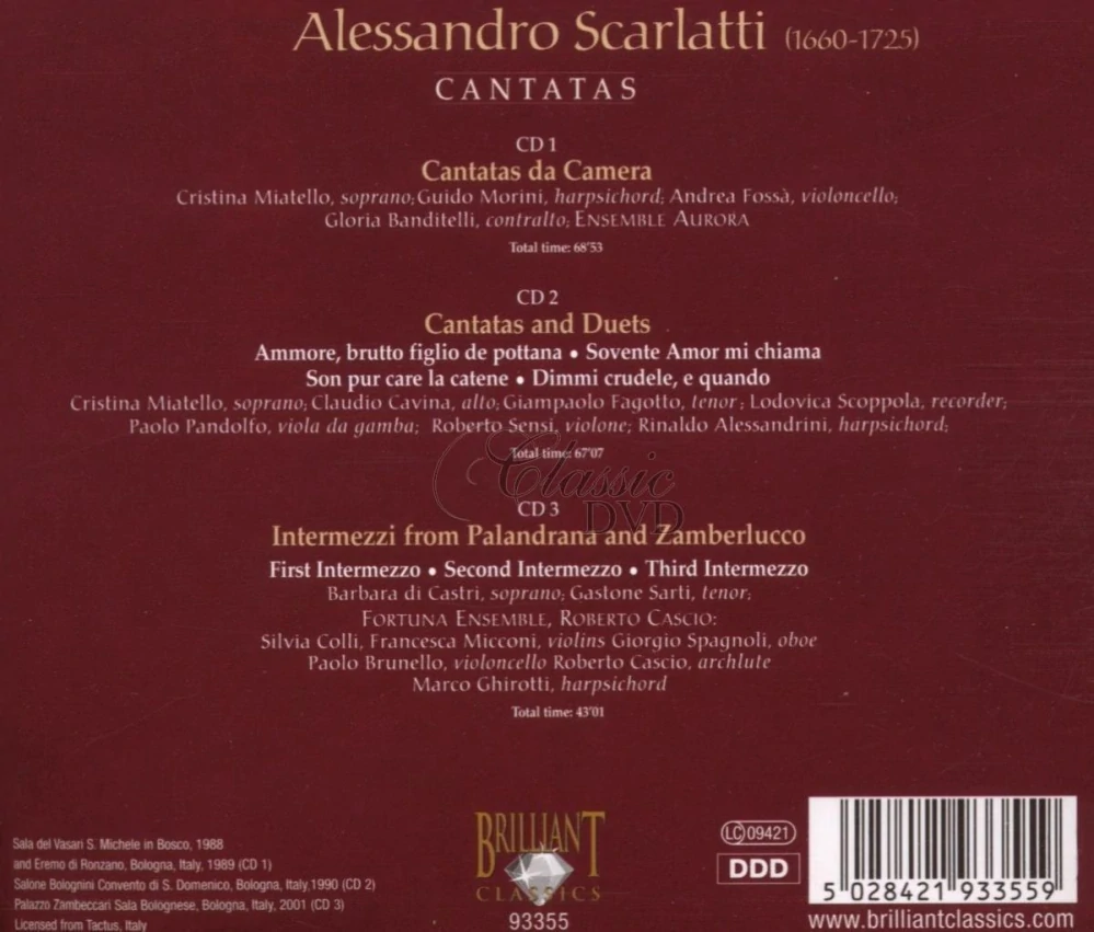 Alessandro Scarlatti: Cantatas, Duets and Intermezzos (3CD)