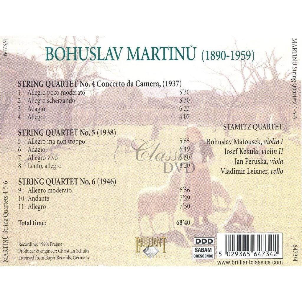 MARTINŮ,B.: Smyčcová kvarteta 4, 5, 6 / String Quartets (CD)