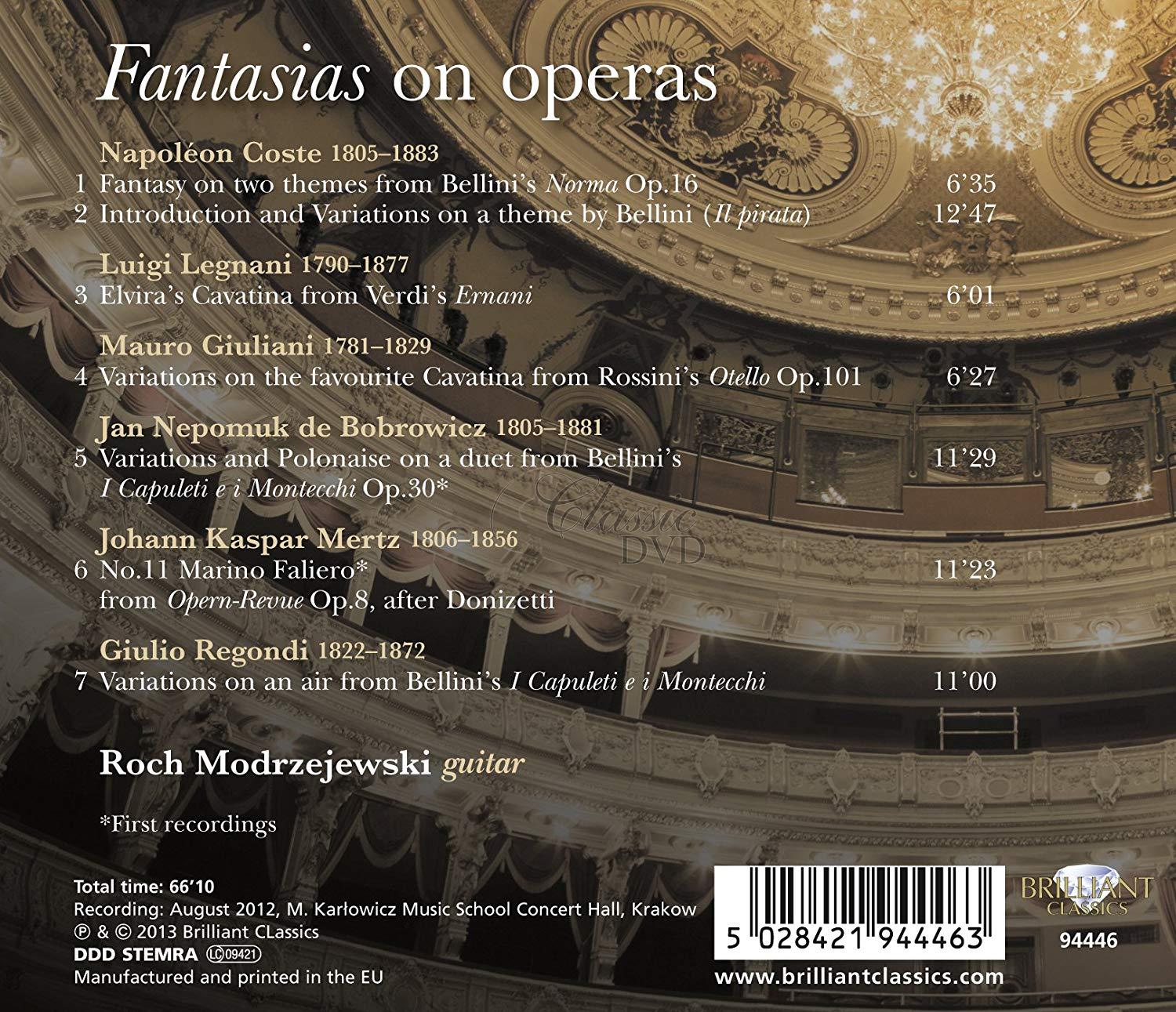 Fantasias on Operas - Coste, Legnani, Giuliani, Bobrowicz, Mertz, Regondi (CD)