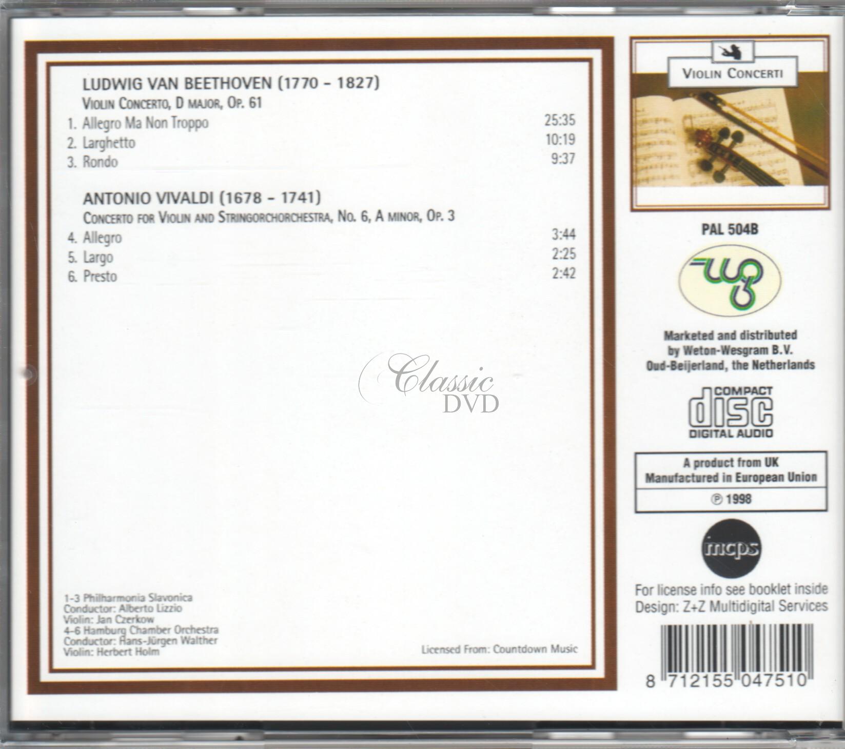 BEETHOVEN Violin concerto D major / VIVALDI Violin concerto No.6